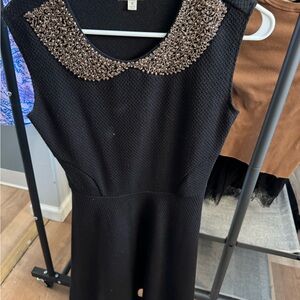 Maison Jules Black Dress with Embellished Collar